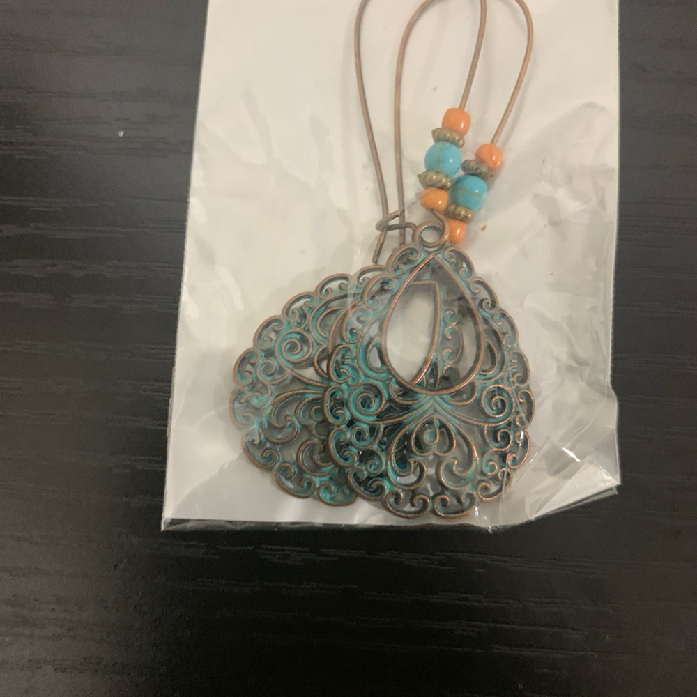 Elegant Turquoise and Copper Earrings